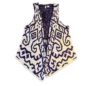 Anthropologie Moth purple / blue Turson Netted Crochet Tassel sweater vest XS